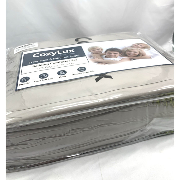 CozyLux Comforter Queen Size Beige Bedding 100% Microfiber NEW - Picture 5 of 5